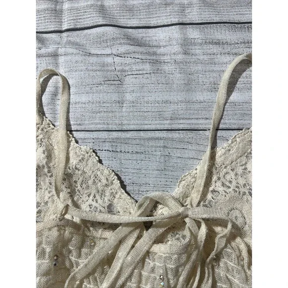 Rare Vintage Free People Say Hello to Heaven Lace Dots Crochet Slip Dress XS - Picture 12 of 13